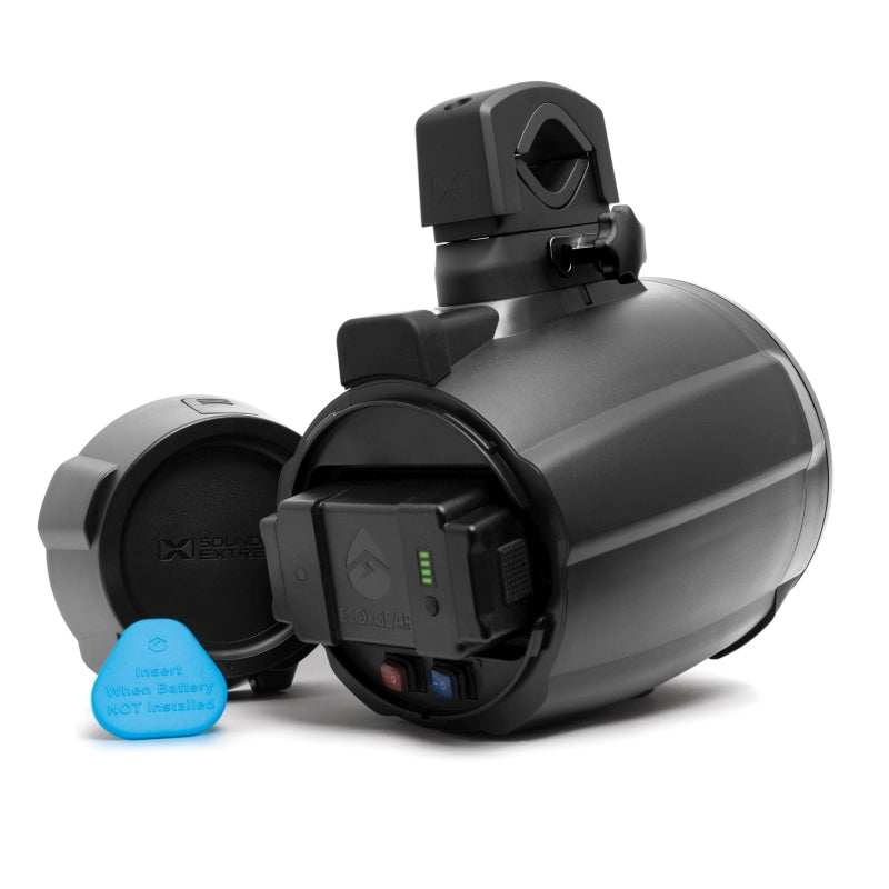 ECOXGEAR ETBB08 2-Pack 8 Inch Marine Amplified Speakers + 2 Battery Pack (Black/White)