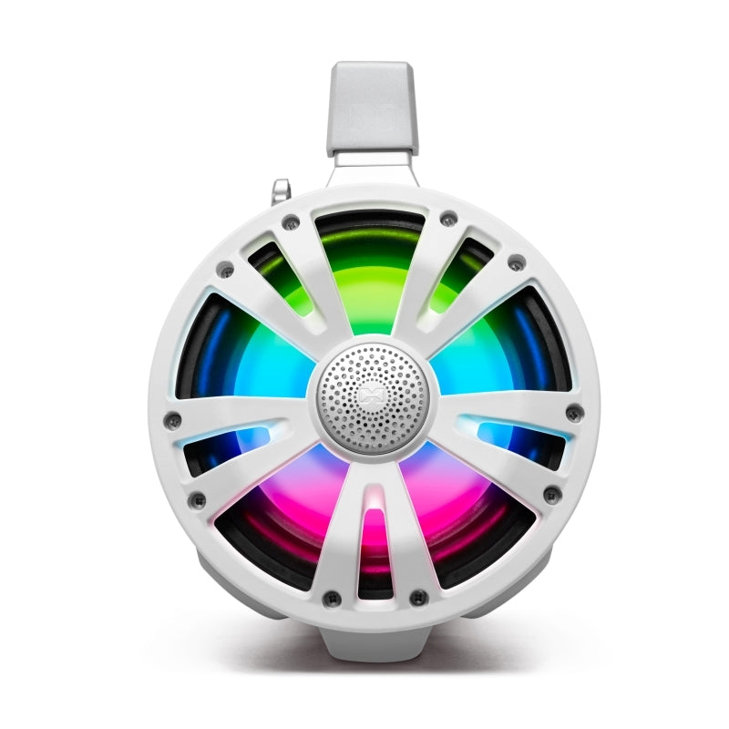 ECOXGEAR ETBB08 2-Pack 8 Inch Marine Amplified Speakers + 2 Battery Pack (Black/White)