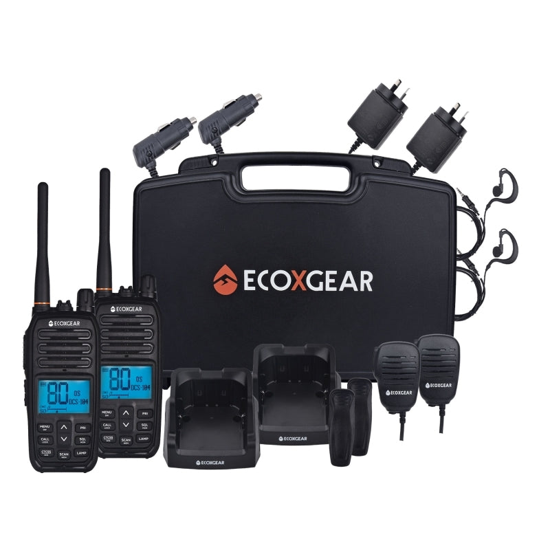 ECOXGEAR - ECOXTALK EXG500 5-Watt Long Range IP67 Handheld UHF Radio (17km) - (Single/Twin Pack)