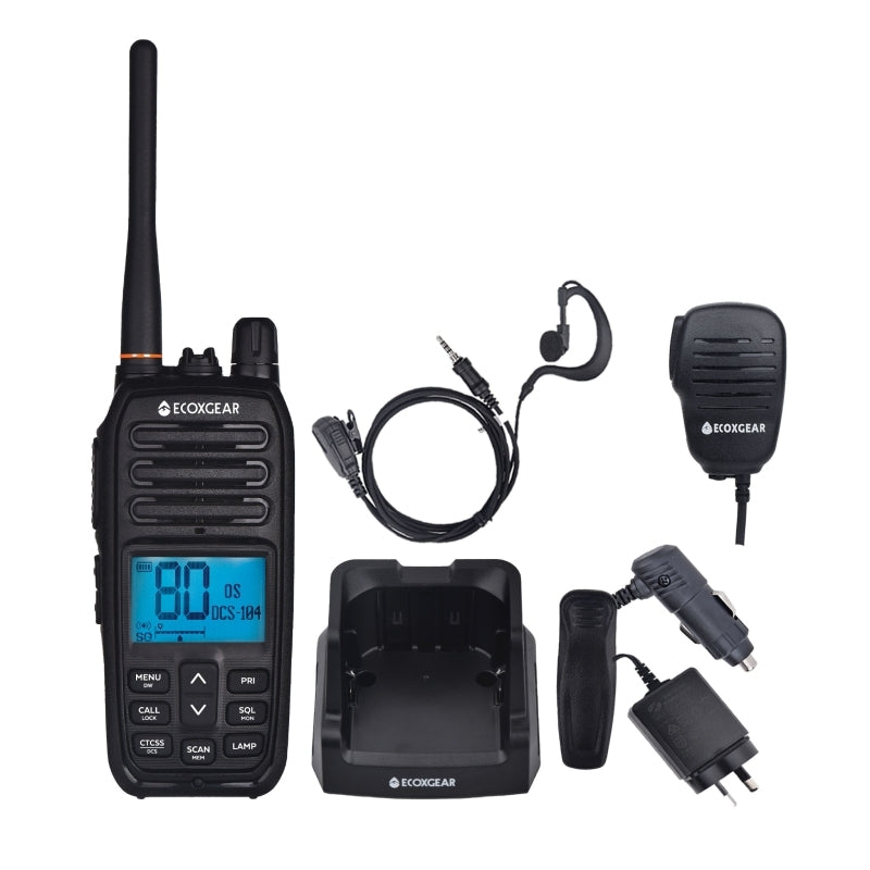 ECOXGEAR - ECOXTALK EXG500 5-Watt Long Range IP67 Handheld UHF Radio (17km) - (Single/Twin Pack)