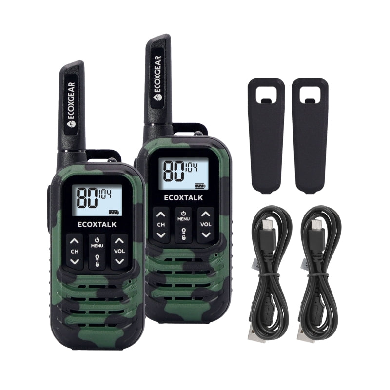 ECOXGEAR - ECOXTALK EXG50 500mW Compact Handheld UHF Radio Twin Pack (Green Camo - 3km)