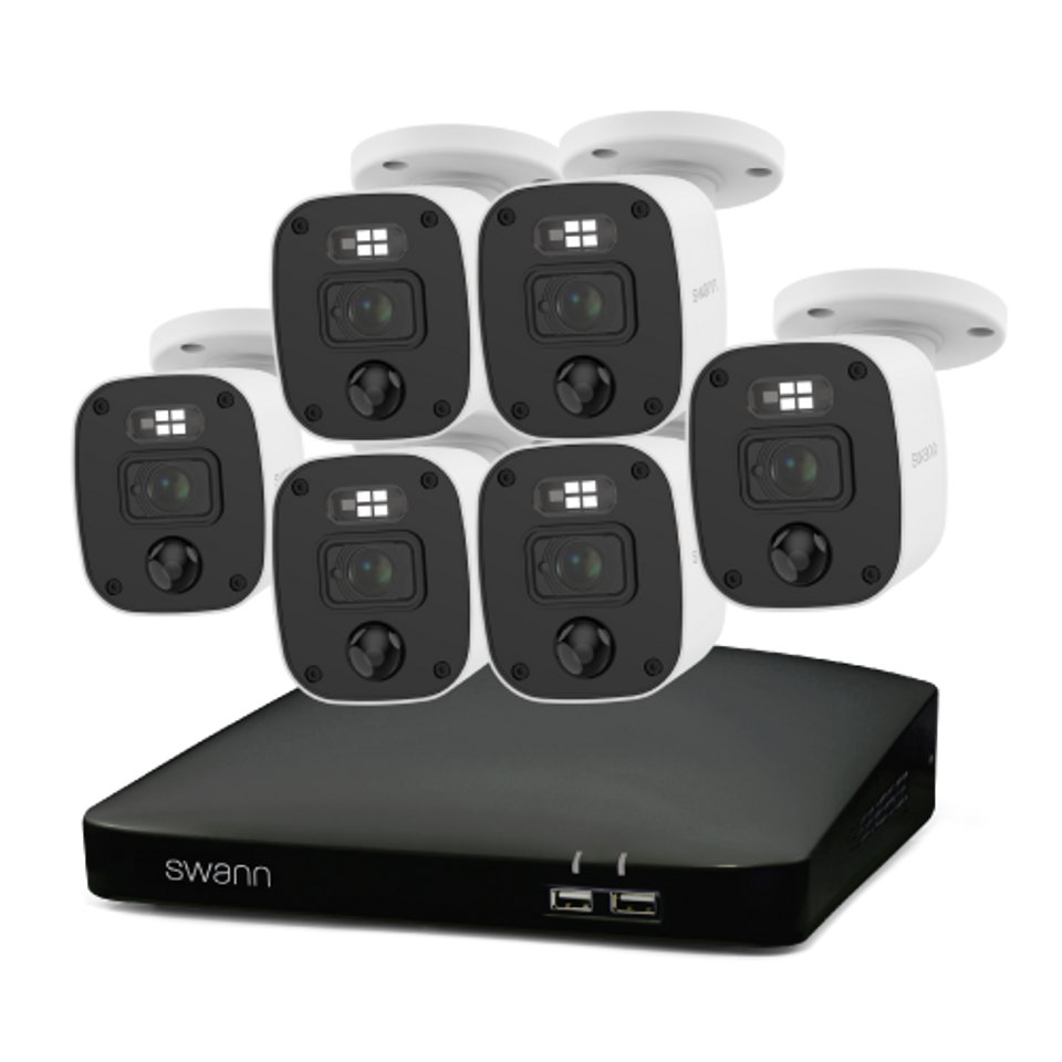 SWANN Home 8 Channel 2K DVR 1TB HDD Security System with Mic (4/6 Camera)