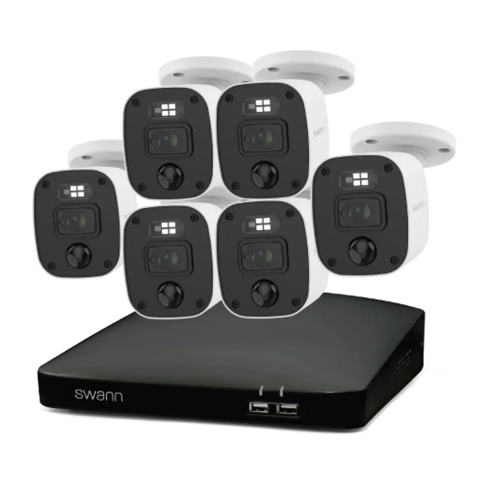 Dvd Security System SWANN Home 8 Channel 2K DVR 1TB HDD Security System with Mic (4/6 Came ...