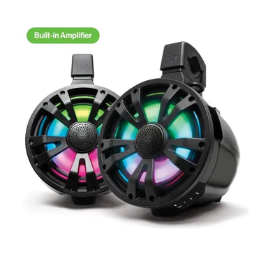 ECOXGEAR ETA08 2-Pack 8 Inch Marine Amplified Speakers (White/Black) ECOXGEAR