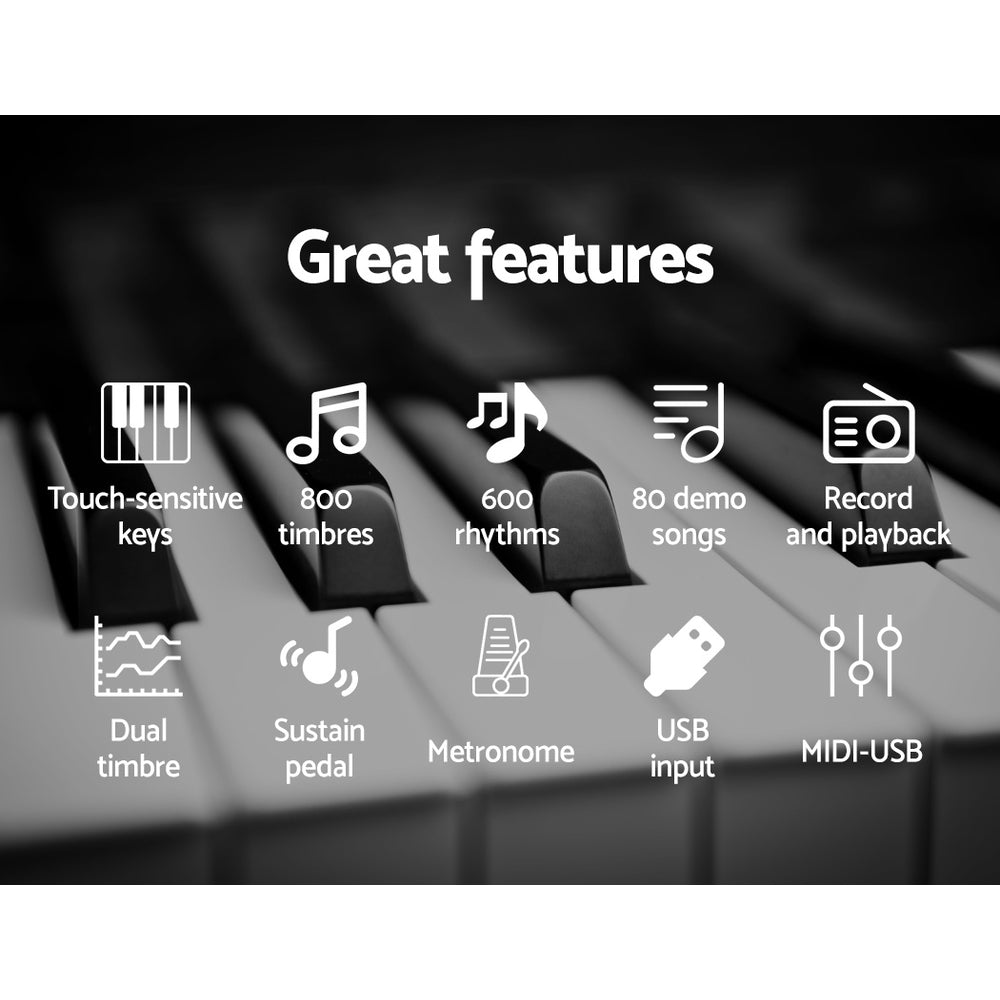 ALPHA 88 Keys Electronic Piano Keyboard Digital Electric w/ Stand Stool Weighted