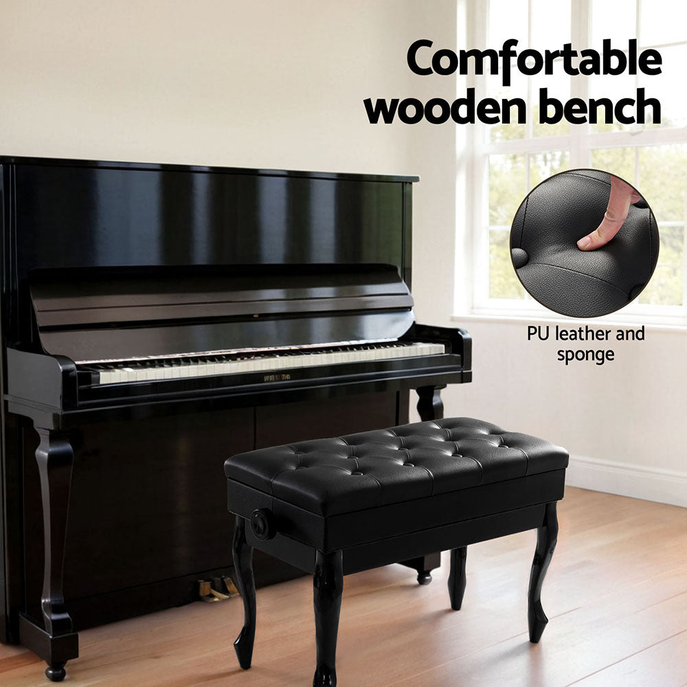 ALPHA Piano Bench Stool Adjustable Height Keyboard Seat