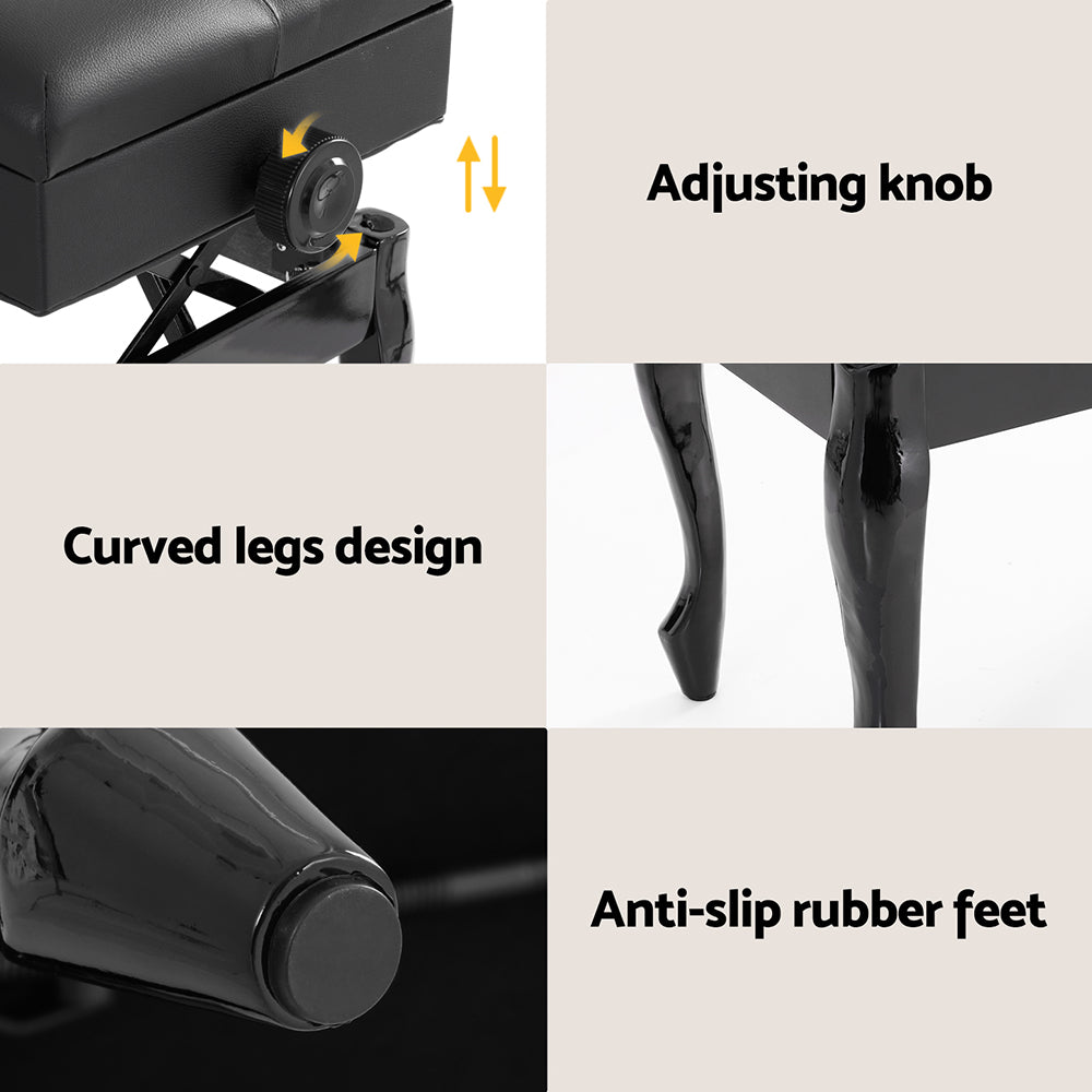 ALPHA Piano Bench Stool Adjustable Height Keyboard Seat