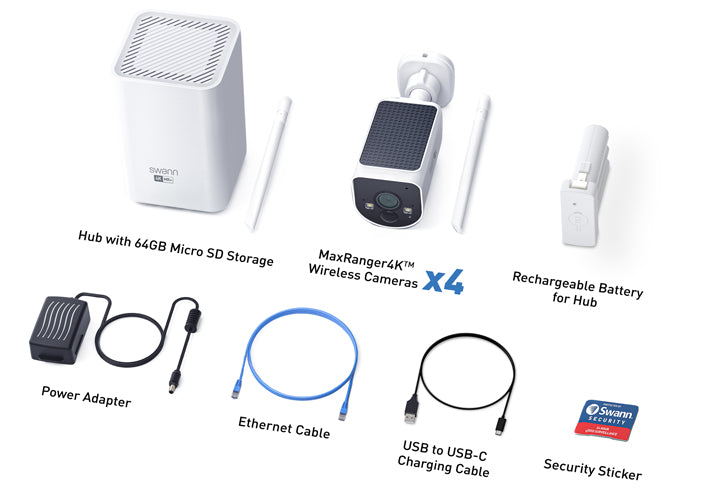 SWANN MaxRanger4K™ Solar 4 Camera with Long Range Wireless Security System