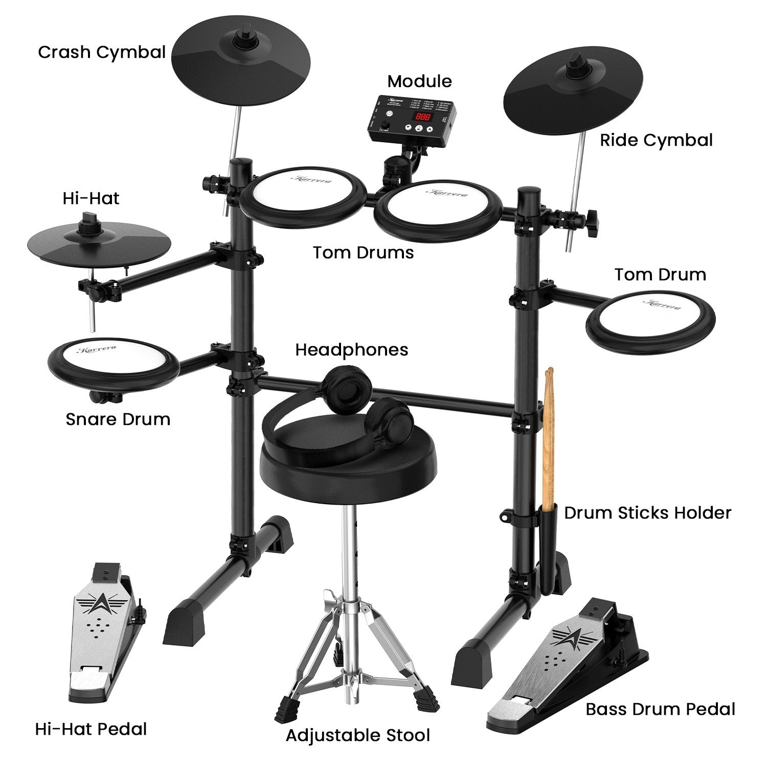 KARRERA TDX-16 Electronic Drum Kit with Pedals