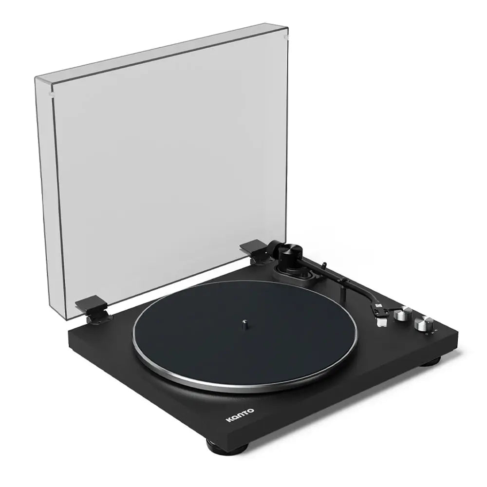 KANTO OBI3 Turntable (Matte Black) with KANTO ORA 100W Powered Speakers (Black) Bundle Kanto