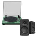 KANTO OBI3 Turntable (Matte Green) with KANTO ORA 100W Powered Speakers (Black) Bundle Kanto