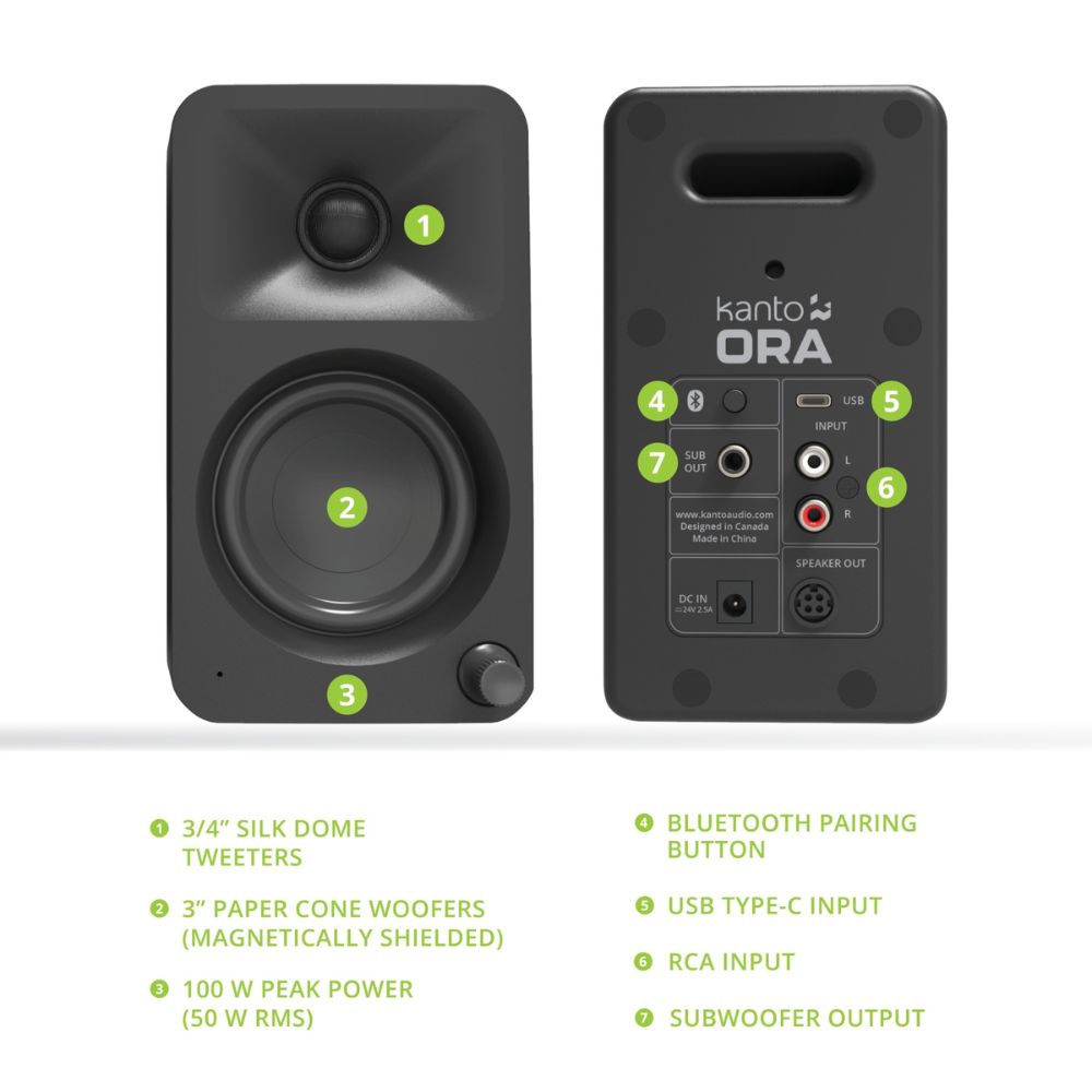 KANTO ORA 100W Powered Reference Desktop Computer Speakers