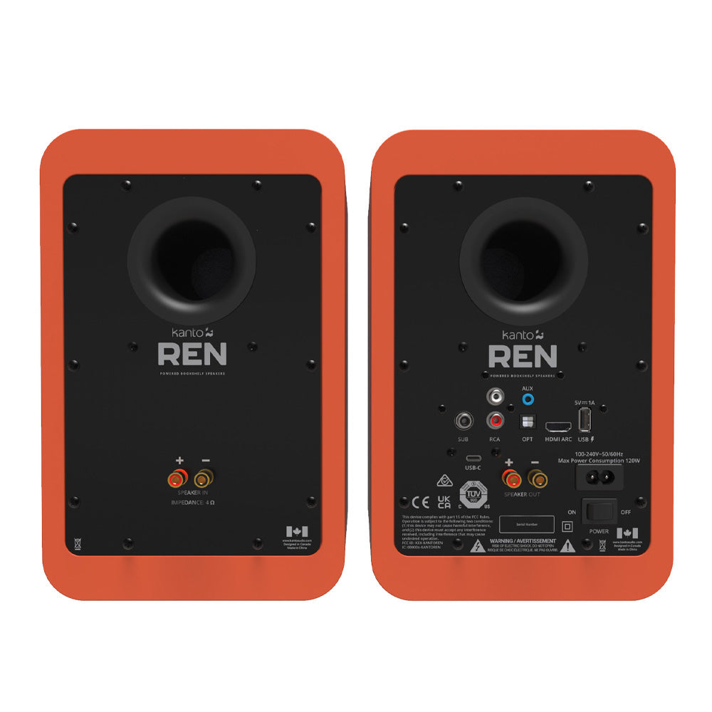 KANTO REN 200W Powered Bookshelf Speakers (Orange)
