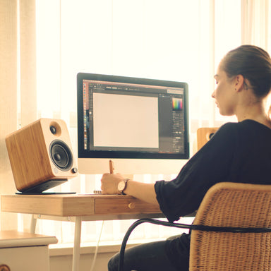 KANTO S4 Angled Desktop Speaker Stands for Midsize Speakers (Black) Kanto