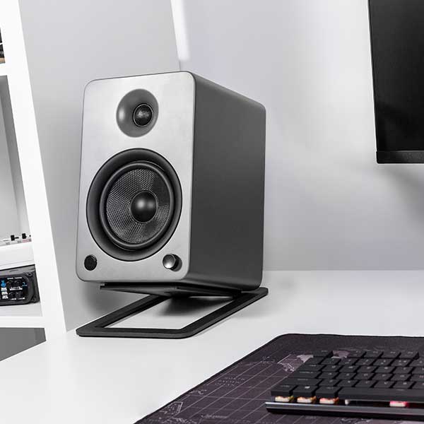 KANTO S6 Angled Desktop Speaker Stands for Large Speakers (Black)