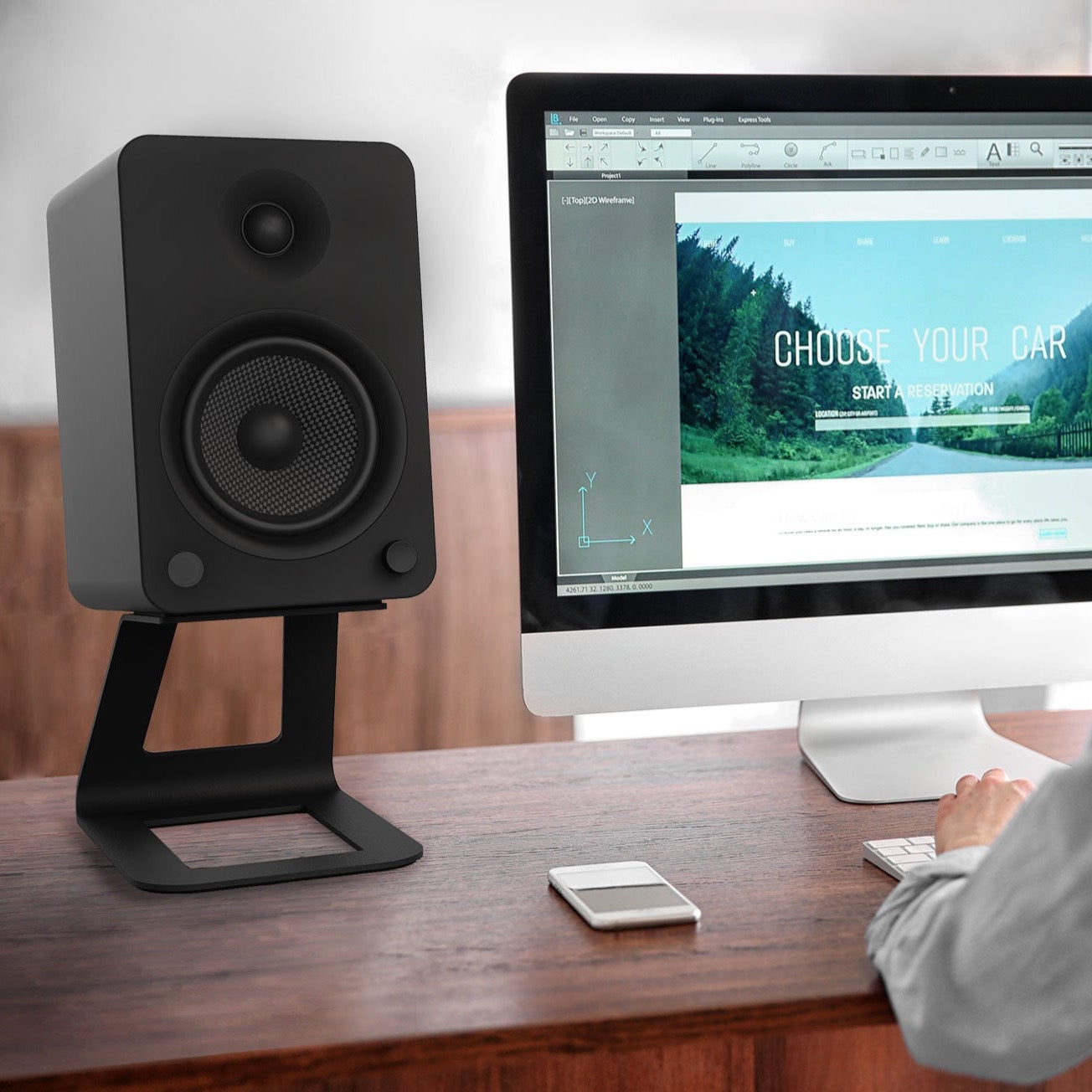 KANTO SE6 Elevated Desktop Speaker Stands for Large Speakers (Black)