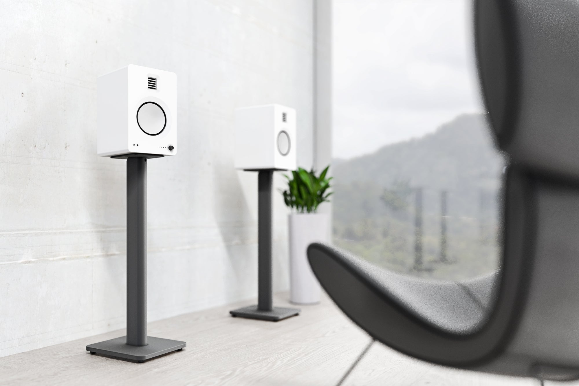 KANTO SP26PL 26" Tall Bookshelf Speaker Floor Stands (Black)