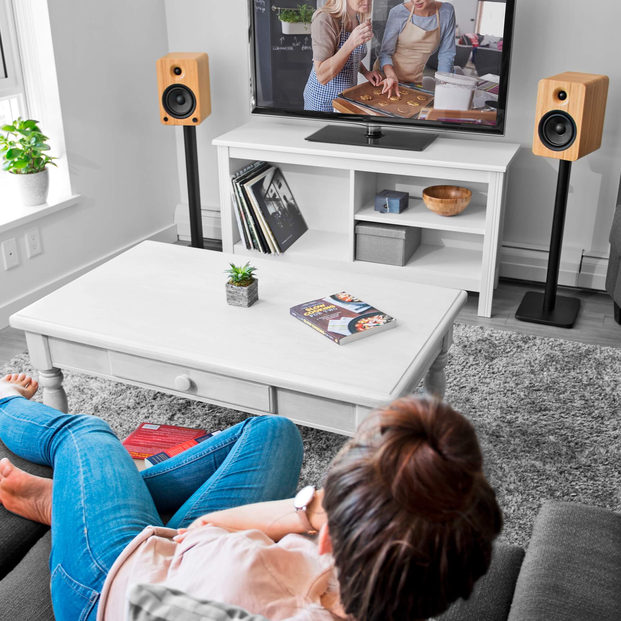 KANTO SP32PL 32" Tall Bookshelf Speaker Floor Stands (Black)