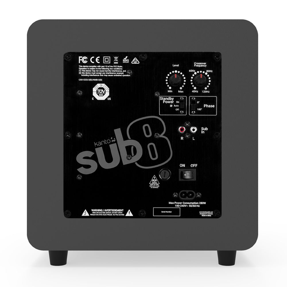 KANTO SUB8 300W 8" Sealed Powered Subwoofer - Limited Edition (Matte Grey)