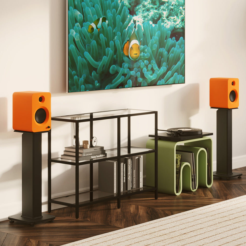 KANTO SX30 30" Tall Fillable Speaker Stands with Isolation Feet (Black)