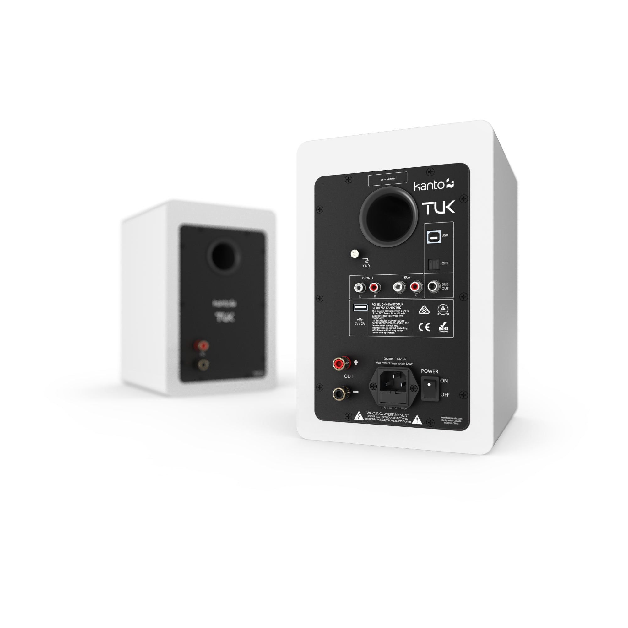 KANTO TUK 260W Powered Bookshelf Speakers (Matte White)