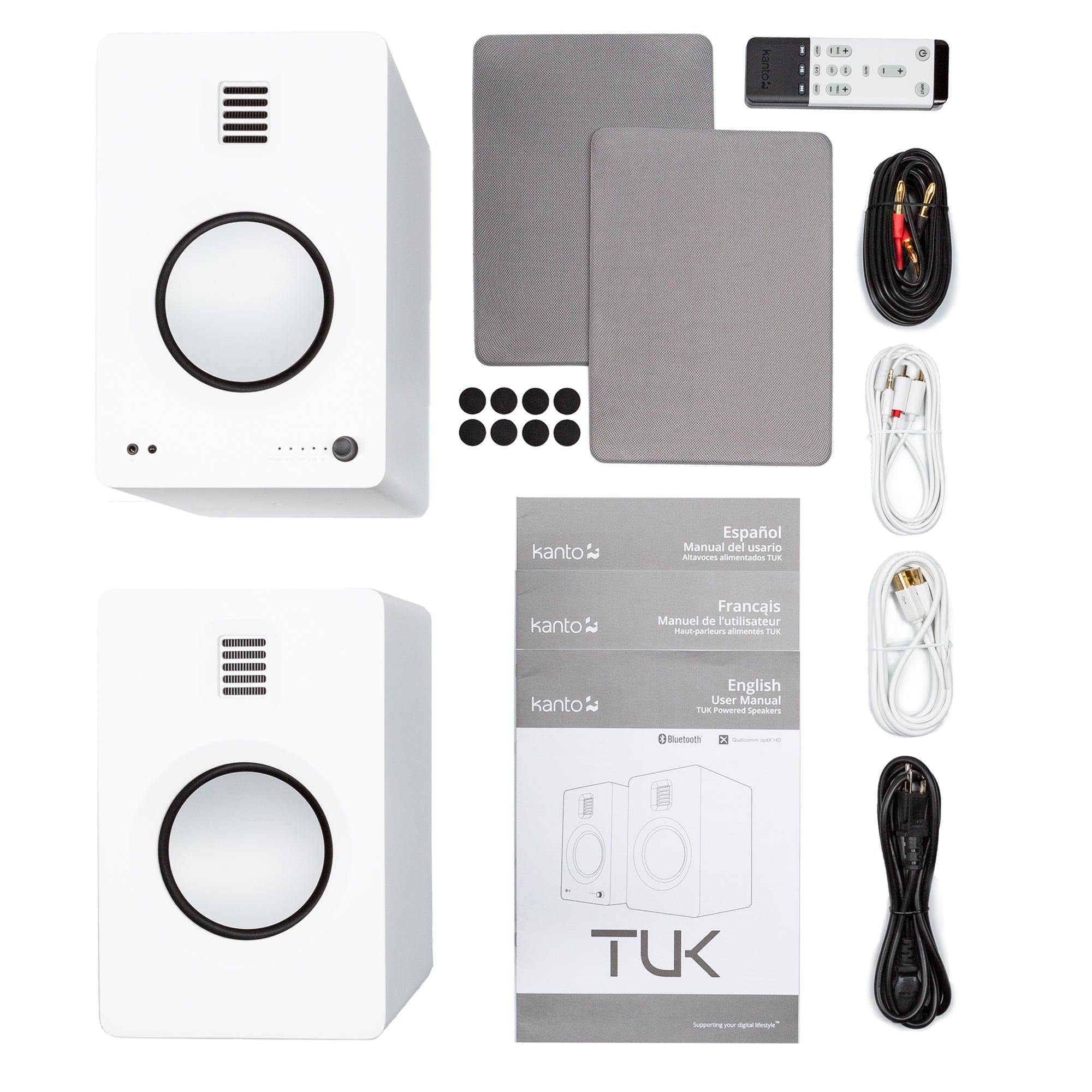 KANTO TUK 260W Powered Bookshelf Speakers (Matte White)