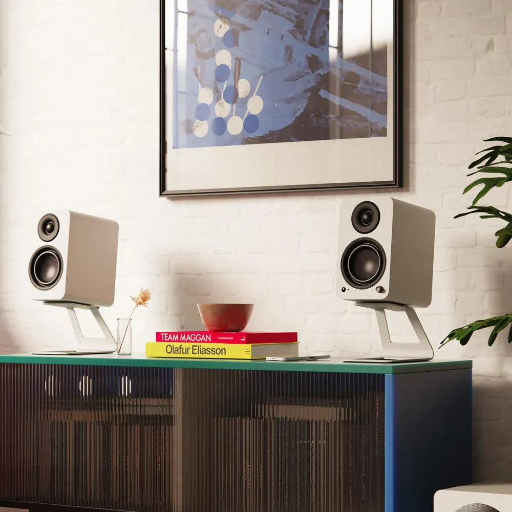 Kanto YU4 (2nd Gen) 160 W Powered Bookshelf Speaker with Bluetooth 5.3, Built-in Phono Preamp, USB-C and Optical Inputs - Matte White Peak Audio & Visual