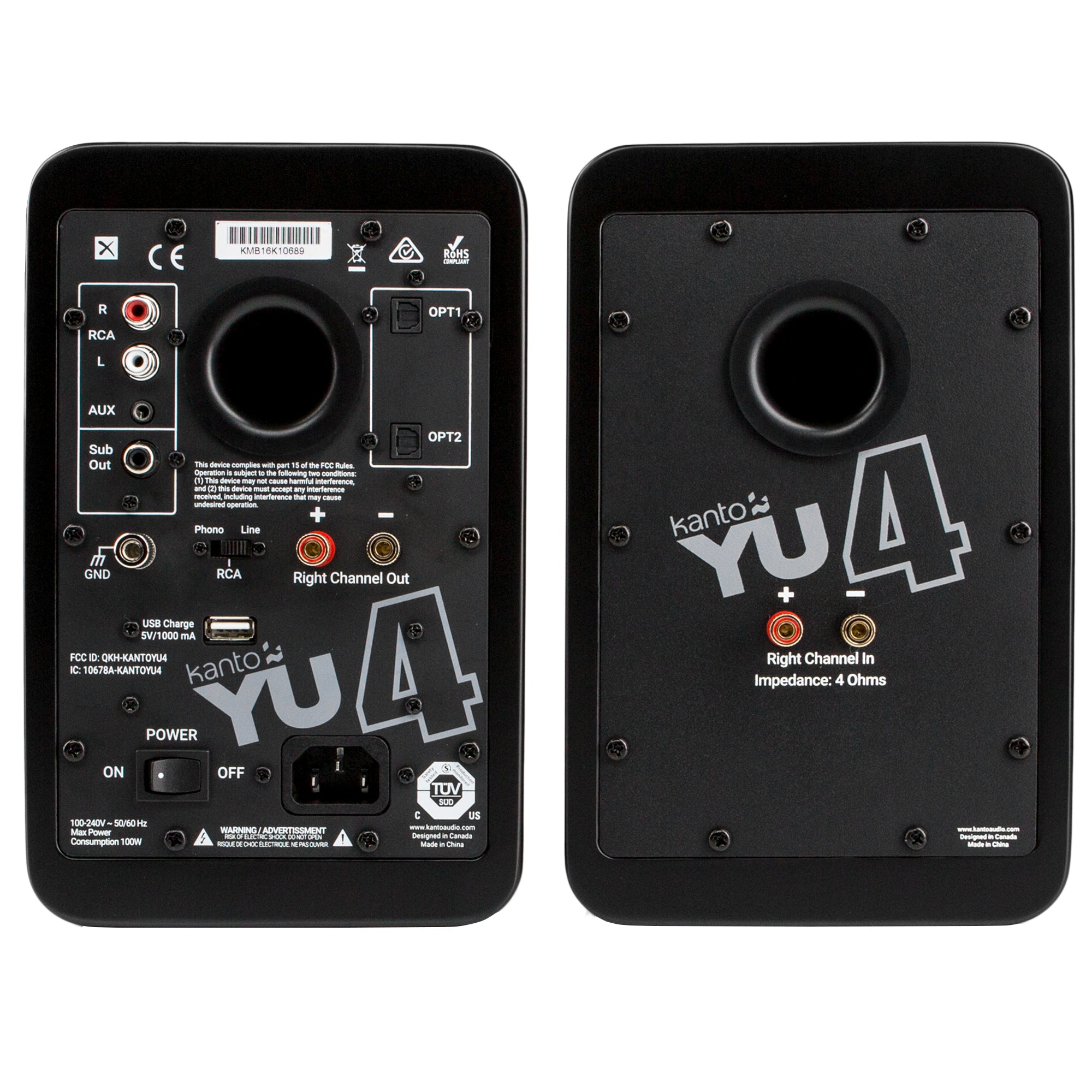 KANTO YU4 140W Powered Bookshelf Speakers (Matte Black)
