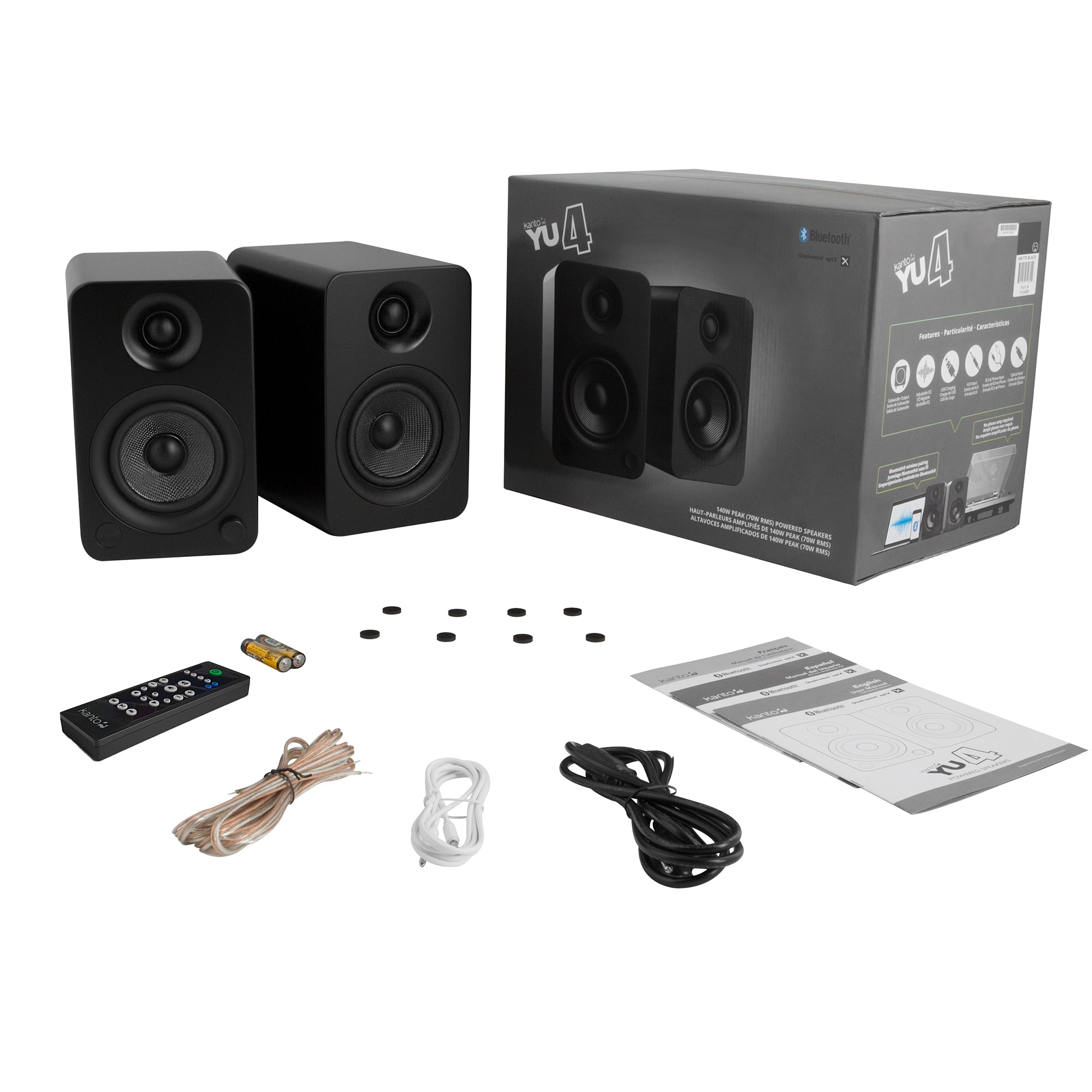 KANTO YU4 140W Powered Bookshelf Speakers (Matte Black)
