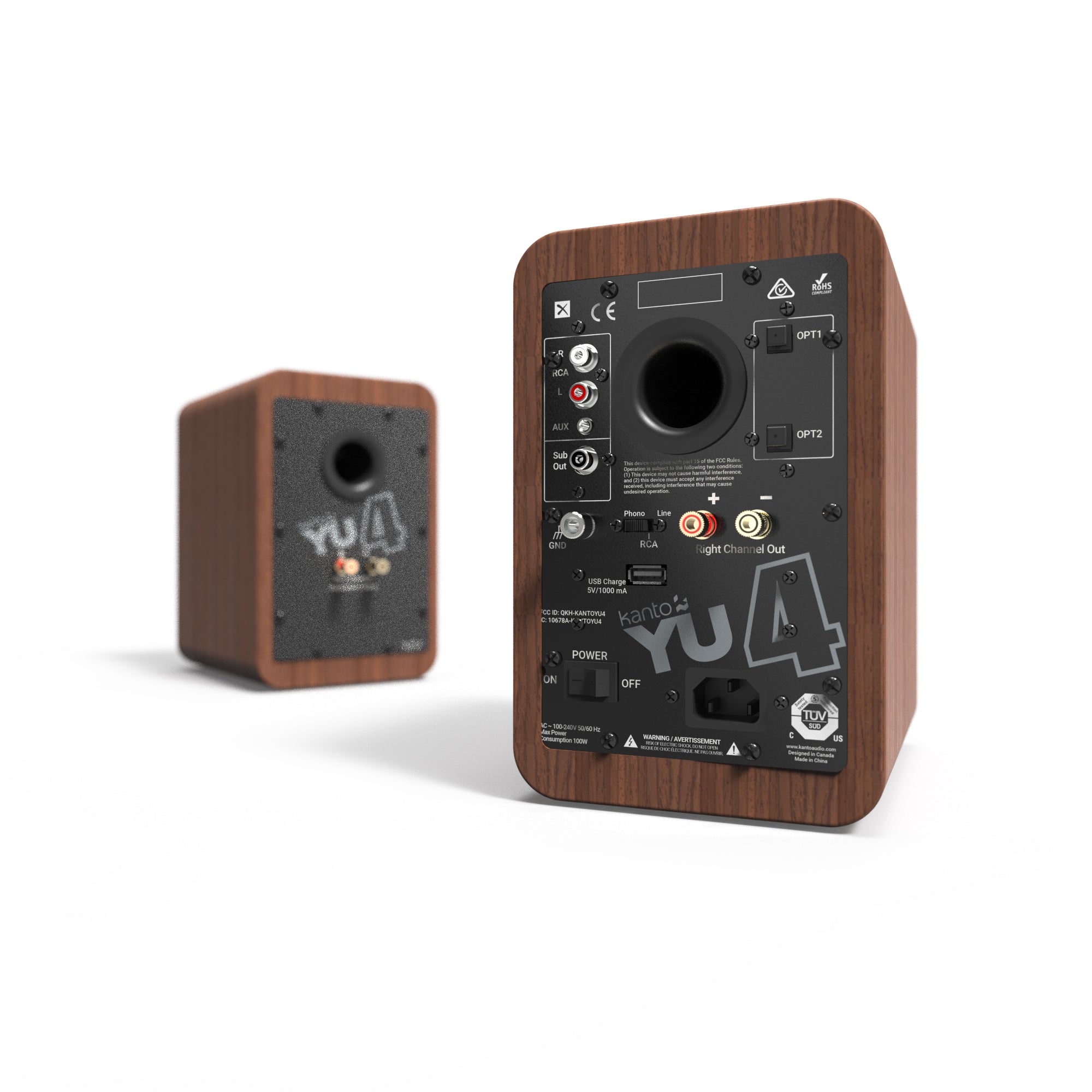 KANTO YU4 140W Powered Bookshelf Speakers (Walnut)