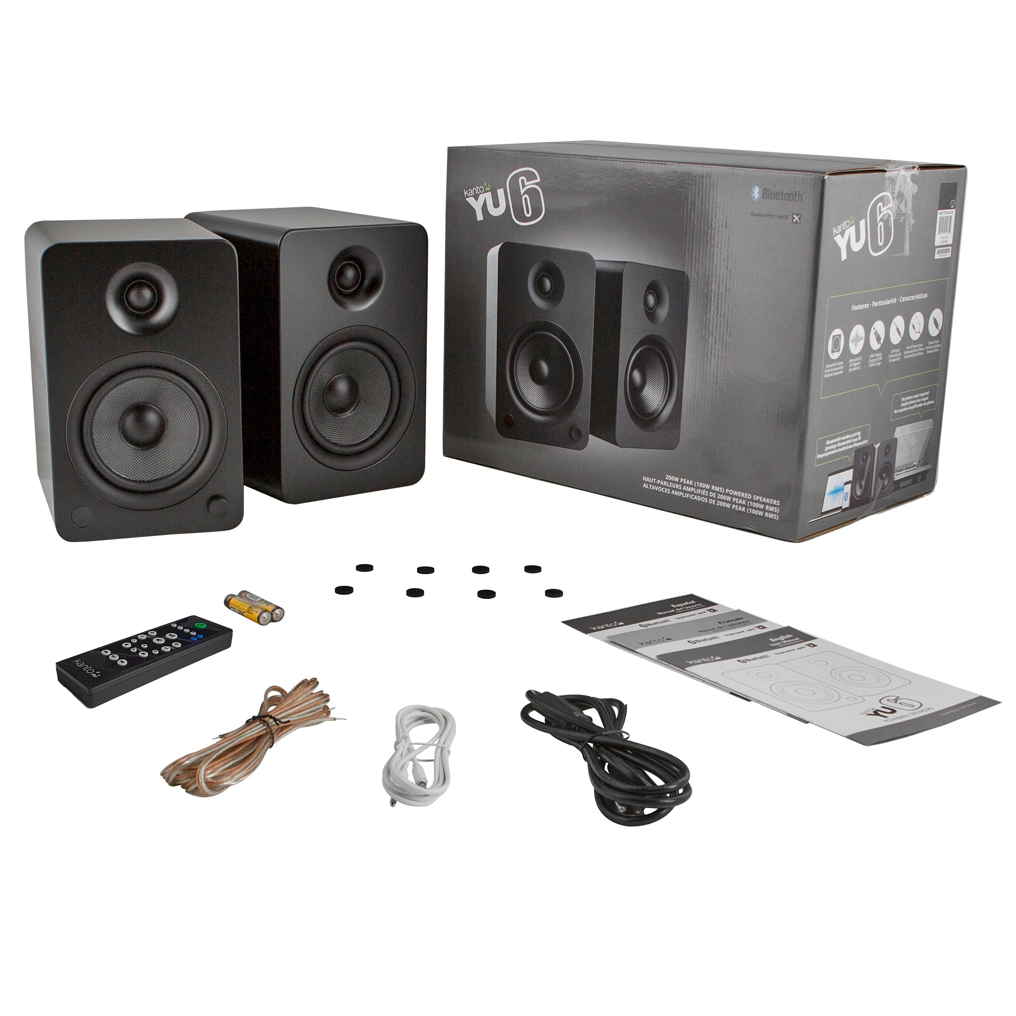 KANTO YU6 200W Powered Bookshelf Speakers (Matte Black)