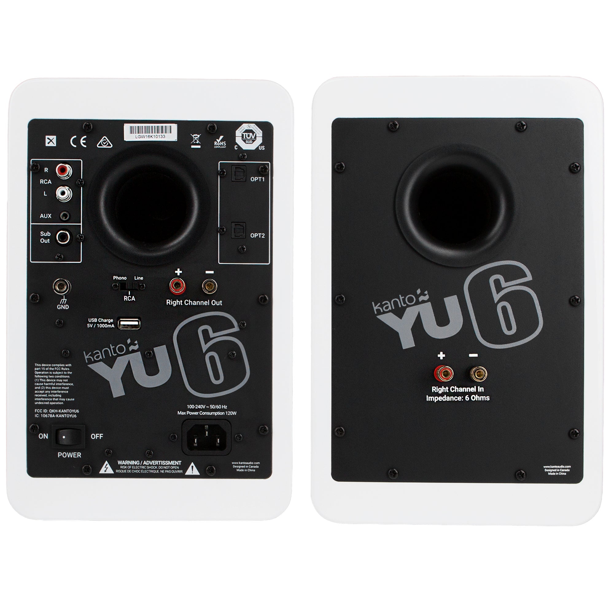 KANTO YU6 200W Powered Bookshelf Speakers (Matte White)
