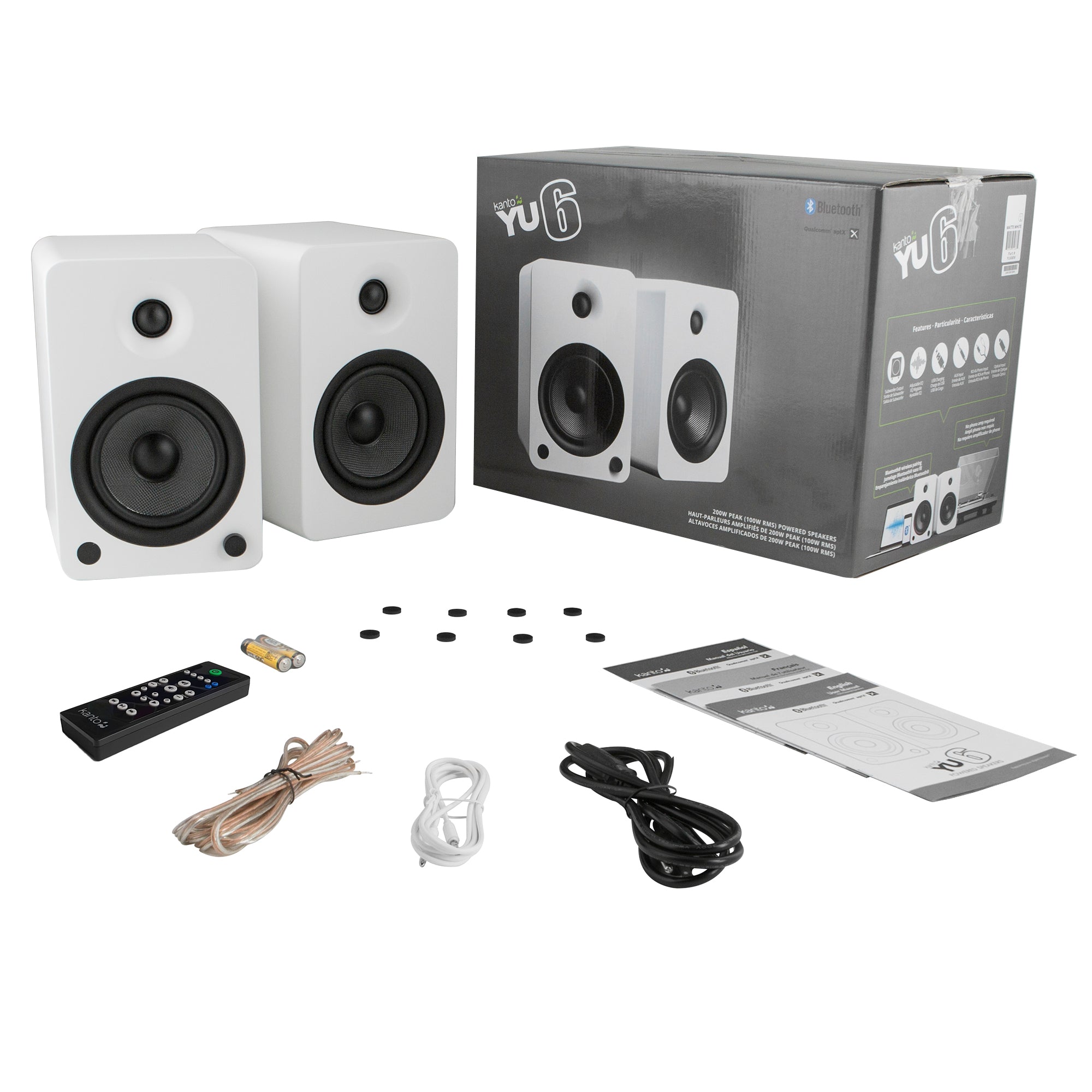 KANTO YU6 200W Powered Bookshelf Speakers (Matte White)