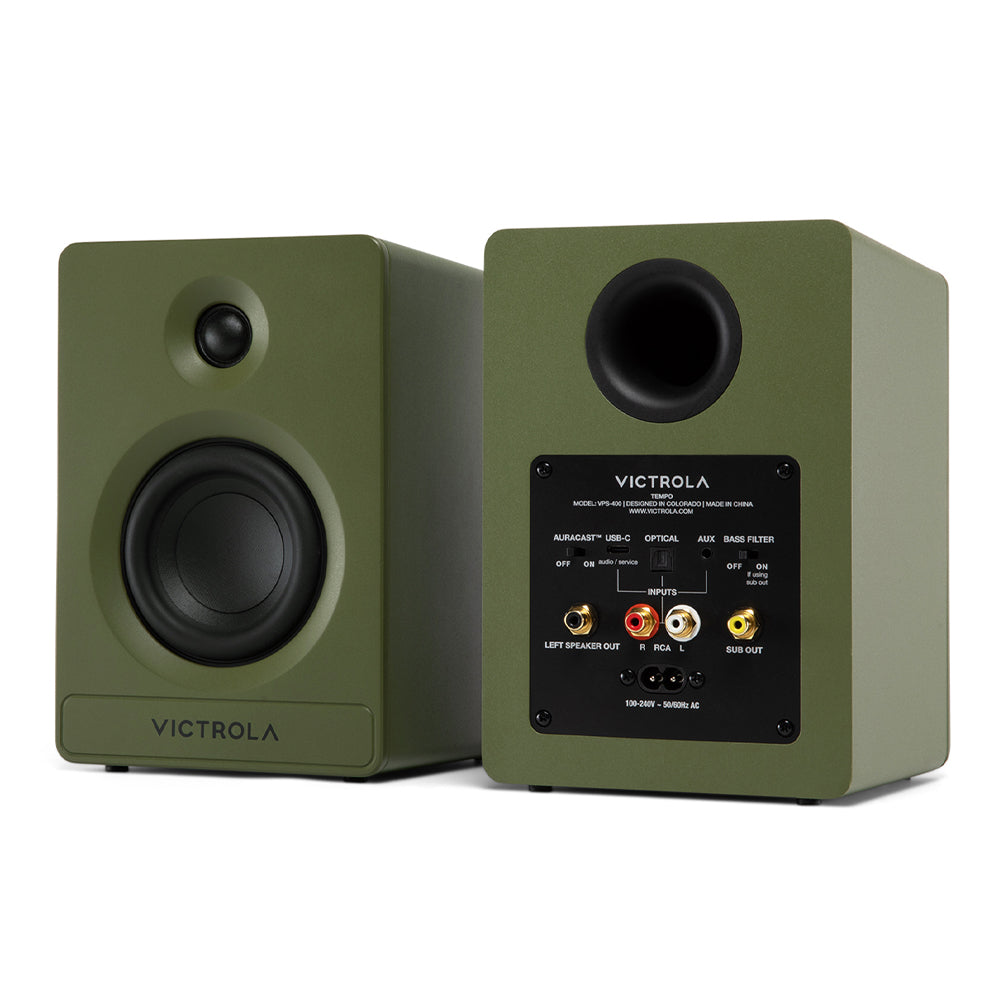VICTROLA Tempo Bookshelf Speakers (Green)