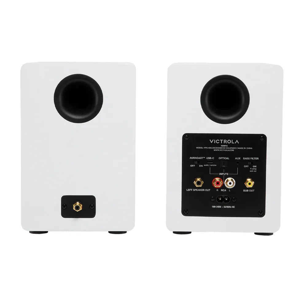 Victrola Tempo Bookshelf Speakers - White Peak Audio & Visual