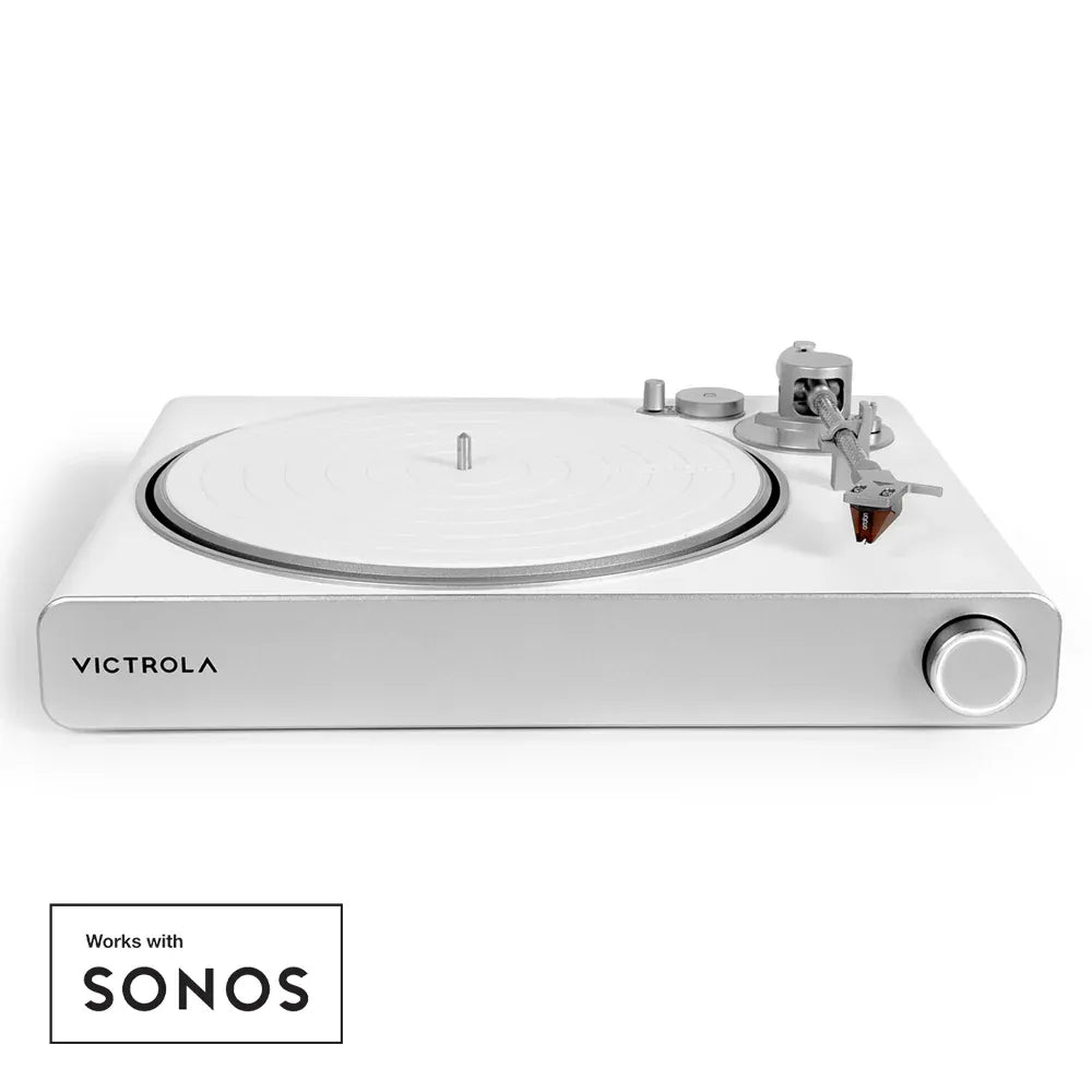 VICTROLA Stream Pearl Wi-Fi & Bluetooth Turntable (White/Silver) Victrola