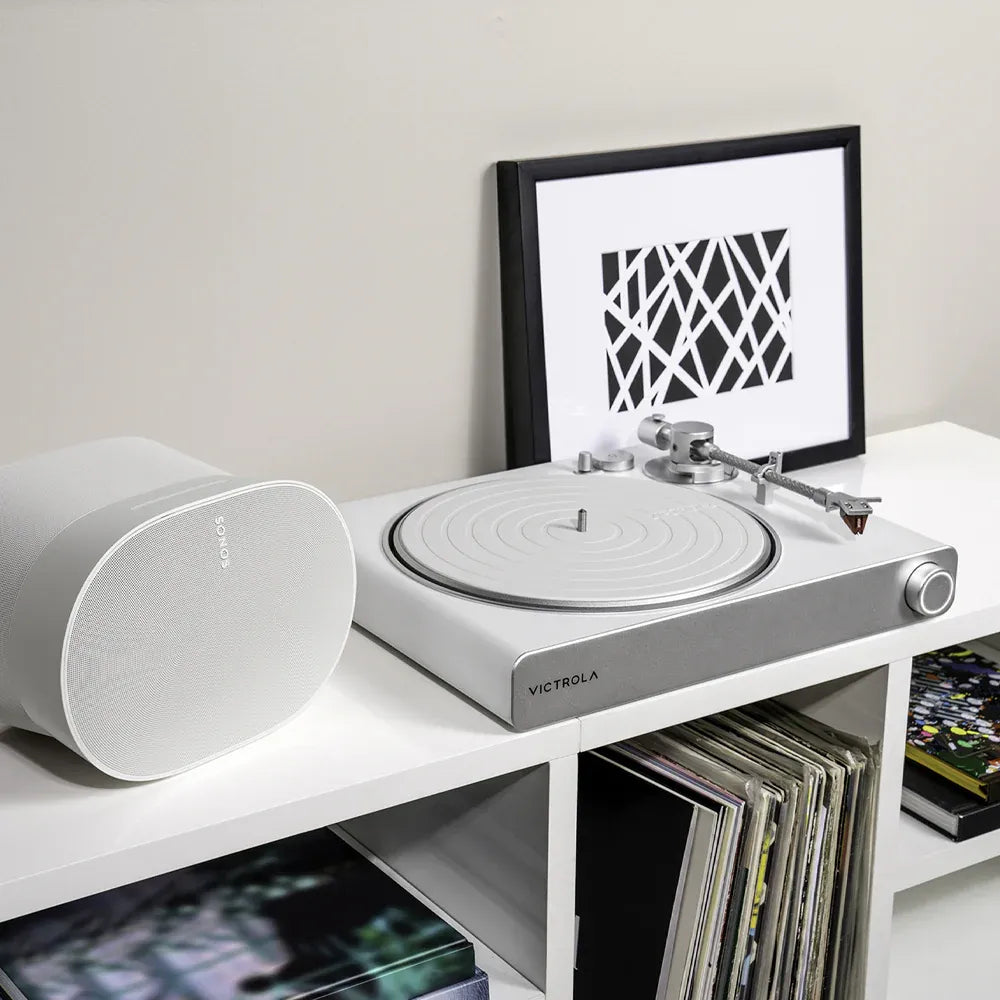 VICTROLA Stream Pearl Wi-Fi & Bluetooth Turntable (White/Silver) Victrola
