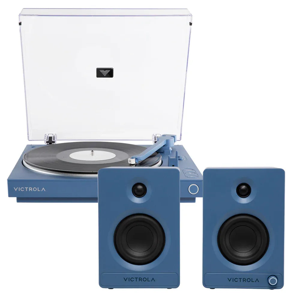 Victrola Automatic Turntable + Victrola Tempo Bookshelf Speakers Bundle - Blue Peak Audio & Visual
