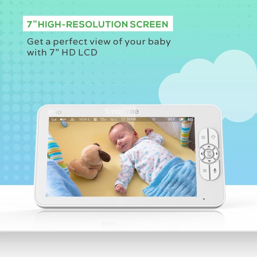 SMARTREE 7" Wireless Baby Monitor With Temperature Monitor And 2-Way Audio
