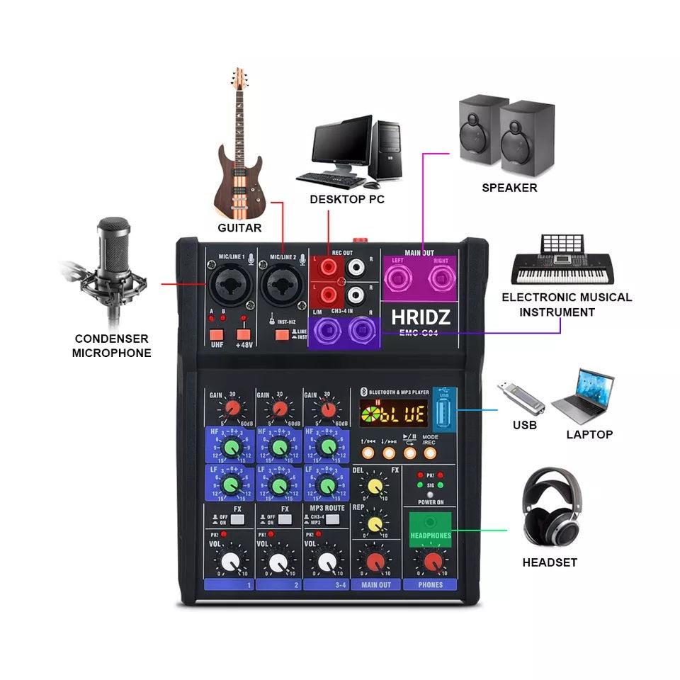 HRIDZ EMC-G04 Audio Mixer with UHF Wireless Microphone