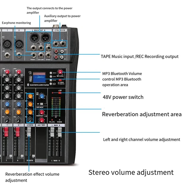 HRIDZ CT-80S Professional Audio Mixer