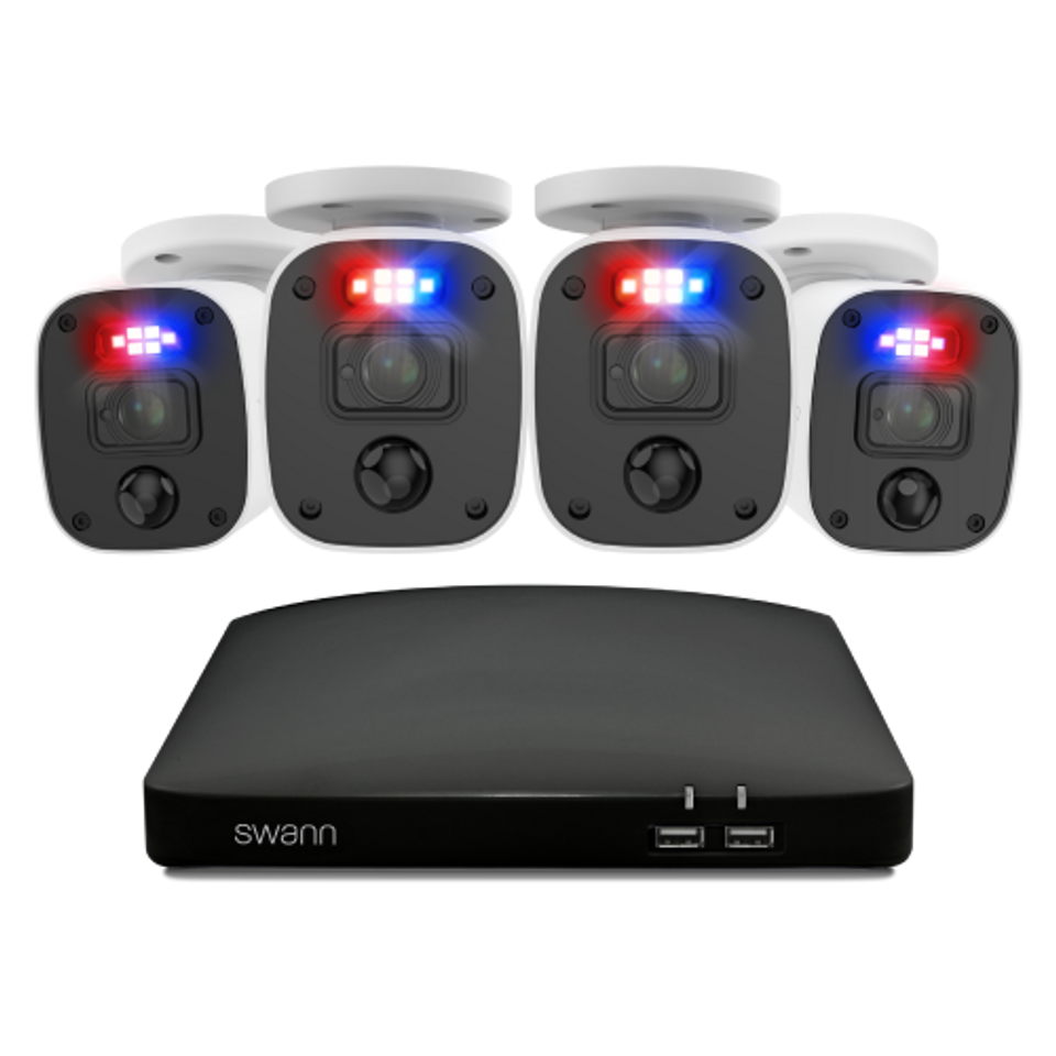 SWANN Home 8 Channel 2K DVR 1TB HDD Security System with Mic (4/6 Camera)