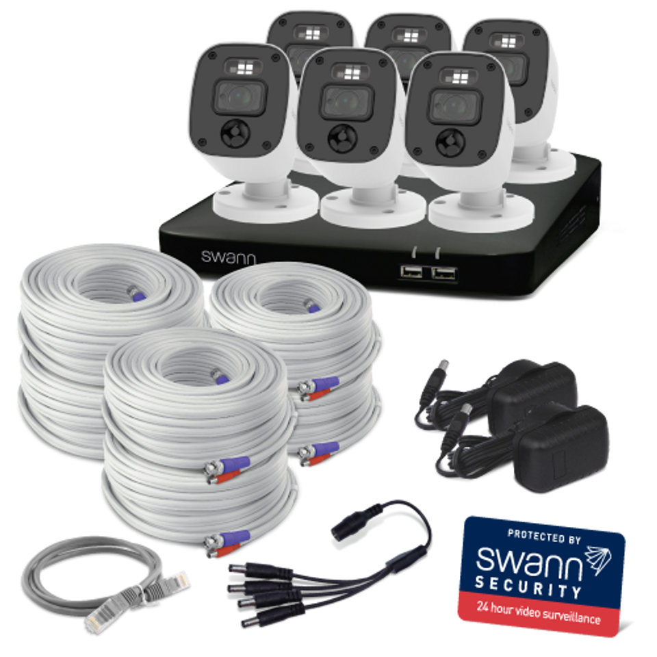 SWANN Home 8 Channel 2K DVR 1TB HDD Security System with Mic (4/6 Camera)