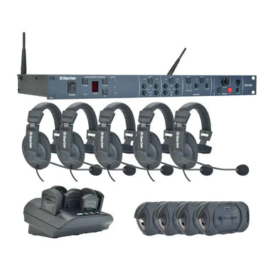 CLEAR-COM HME DX410 (Beltpack System 1xBase Station, 5xCC15 Headset 4xBP410, 8xBatteries, inc AC50) - Peak Audio & Visual