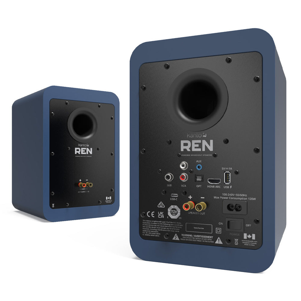 KANTO REN 200W Powered Bookshelf Speakers (Matte Blue)