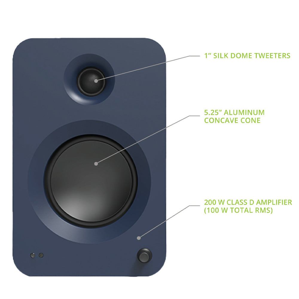 KANTO REN 200W Powered Bookshelf Speakers (Matte Blue)