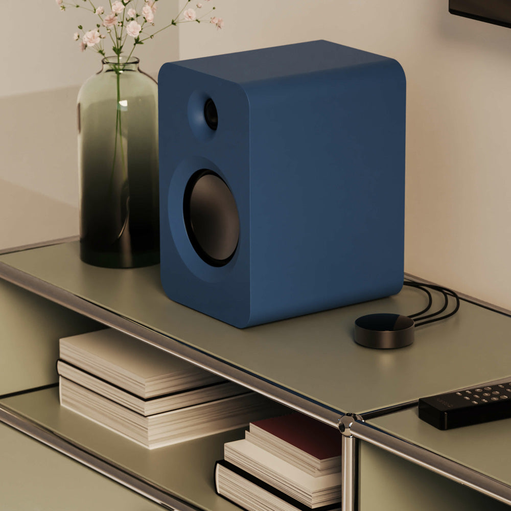 KANTO REN 200W Powered Bookshelf Speakers (Matte Blue)