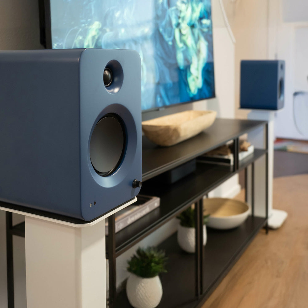 KANTO REN 200W Powered Bookshelf Speakers (Matte Blue)