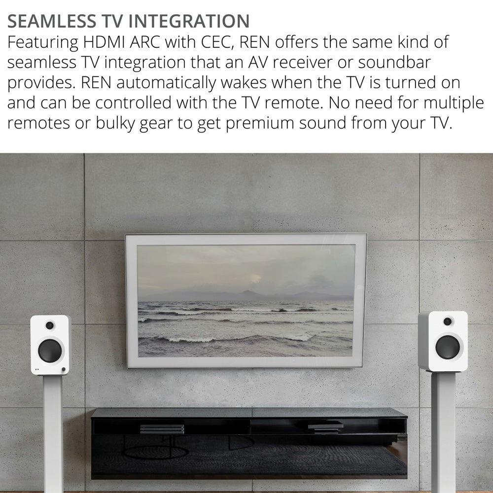 KANTO REN 200W Powered Bookshelf Speakers (Matte White)