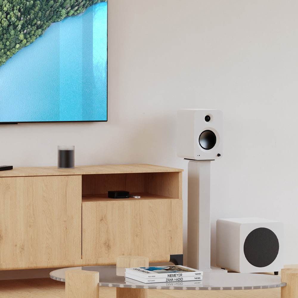 KANTO REN 200W Powered Bookshelf Speakers (Matte White)